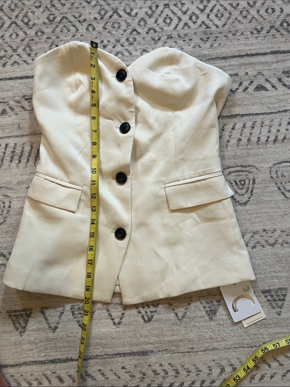 Commense Cream Button-Front Strapless Blouse - Picture 3 of 9